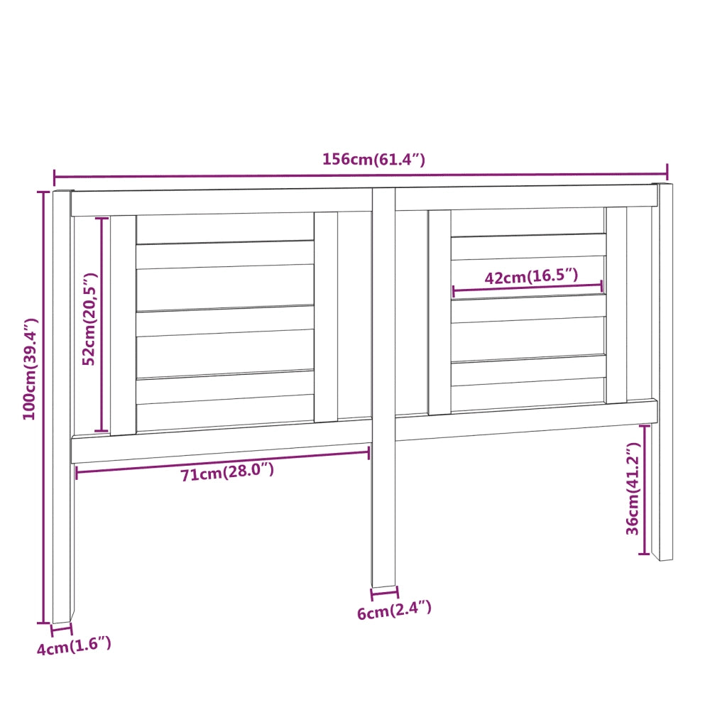 Testiera | Testata per Letto 156x4x100 cm in Legno Massello di Pino