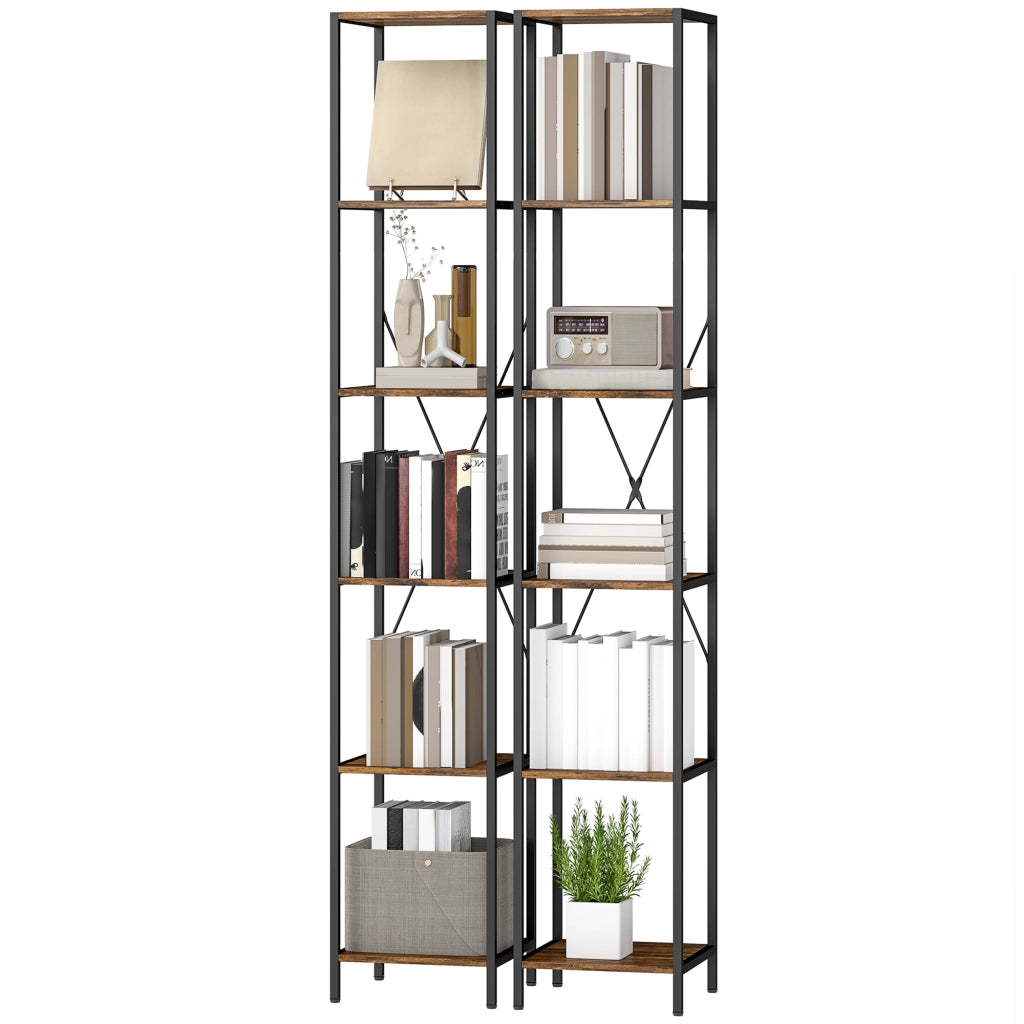 Libreria 6 Livelli in Legno Rustico ¨C Zephmum ¨C Marrone 80x30x180 cm
