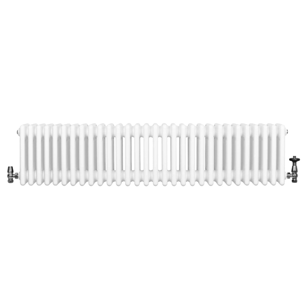 Radiatore Tradizionale 4 Colonne Orizzontale Bianco & Valvole 300 x 1370 mm