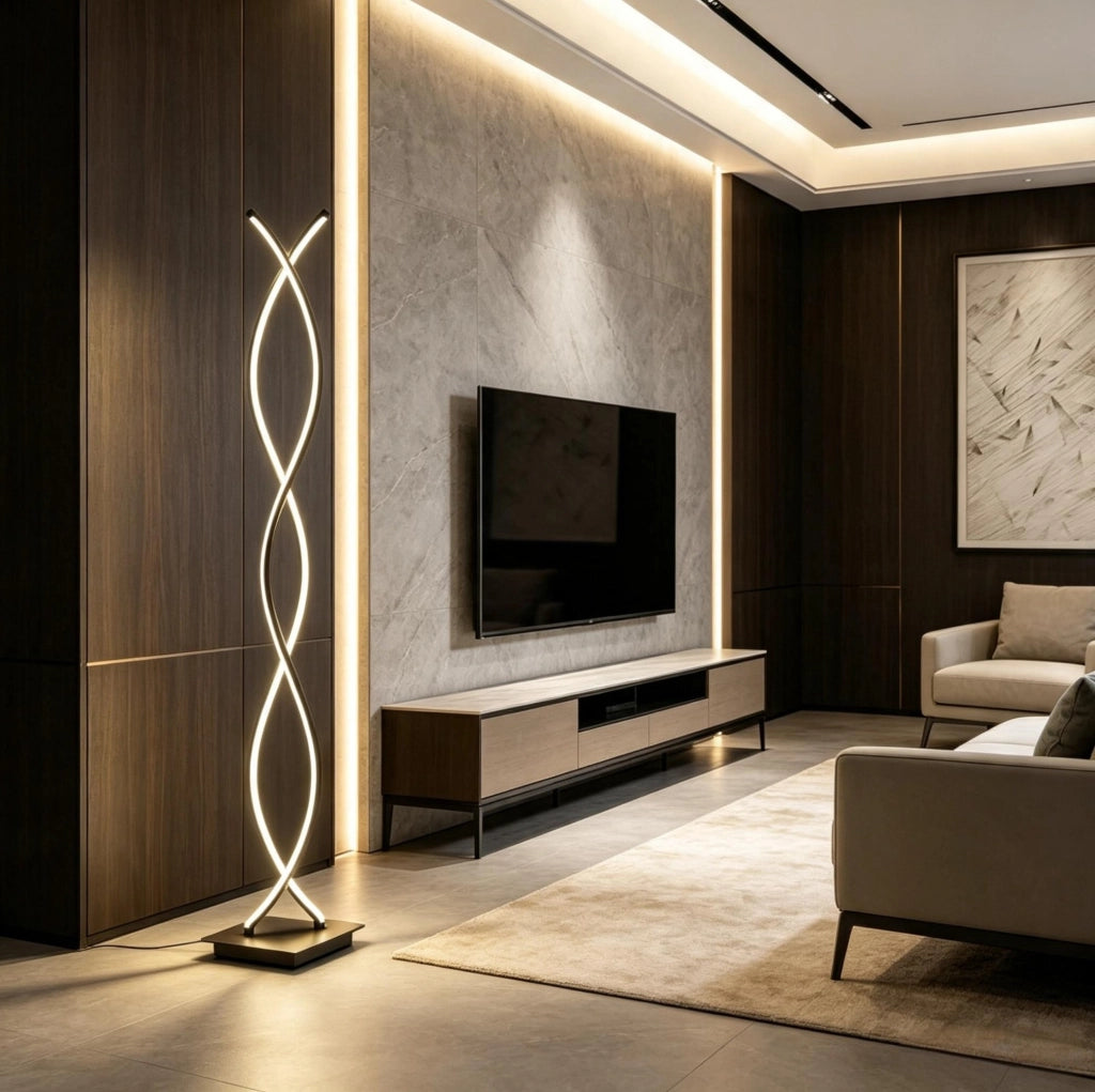 LAMPADA DA TERRA LED 35x20x140 cm Alluminio e Acrilico Nera