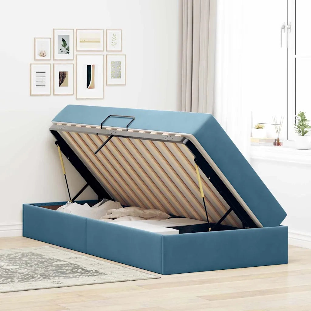 Letto con contenitore e materasso Blu Scuro 100 x 200 cm