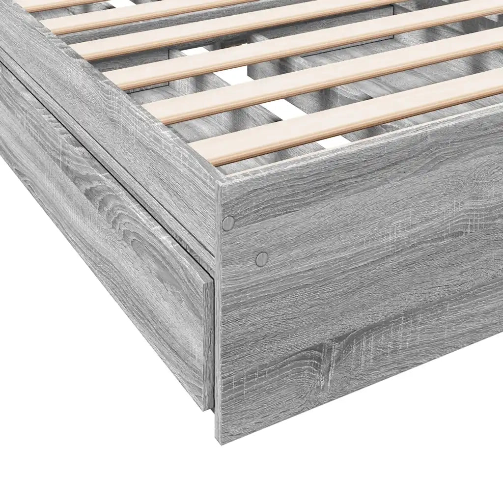 Giroletto Cassetti-Struttura Letto con contenitore Grigio Sonoma 90x190 cm Legno Multistrato 919644