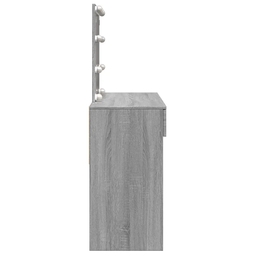 Toeletta | Tavolo da Trucco con LED Grigio Sonoma 100x40x130 cm