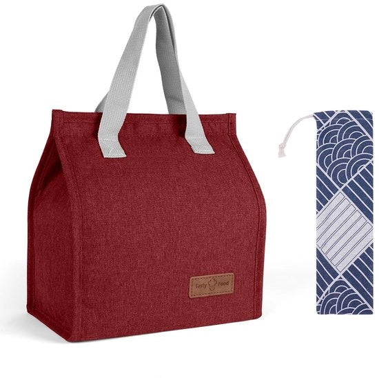 Borsa Insolata, Piccola Borsa Insolata, Borsa Opportuna, Borsa Termica con Rivestimento in Film, Borsa per il Trasporto di Cibo - Rosso Vino