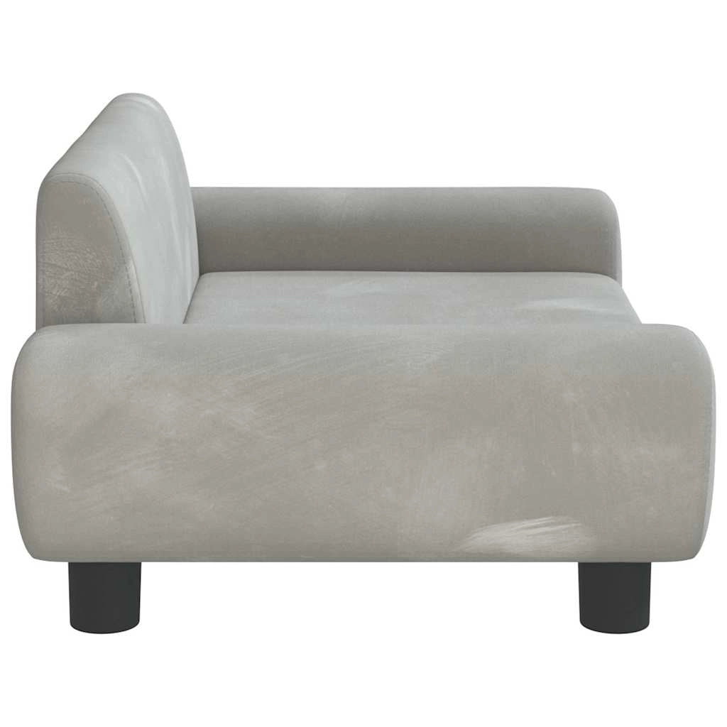 Cuccia per cani comoda cesta da divano colore chiaro 70 x 45 x 33 cm velluto grigio 02_0043114