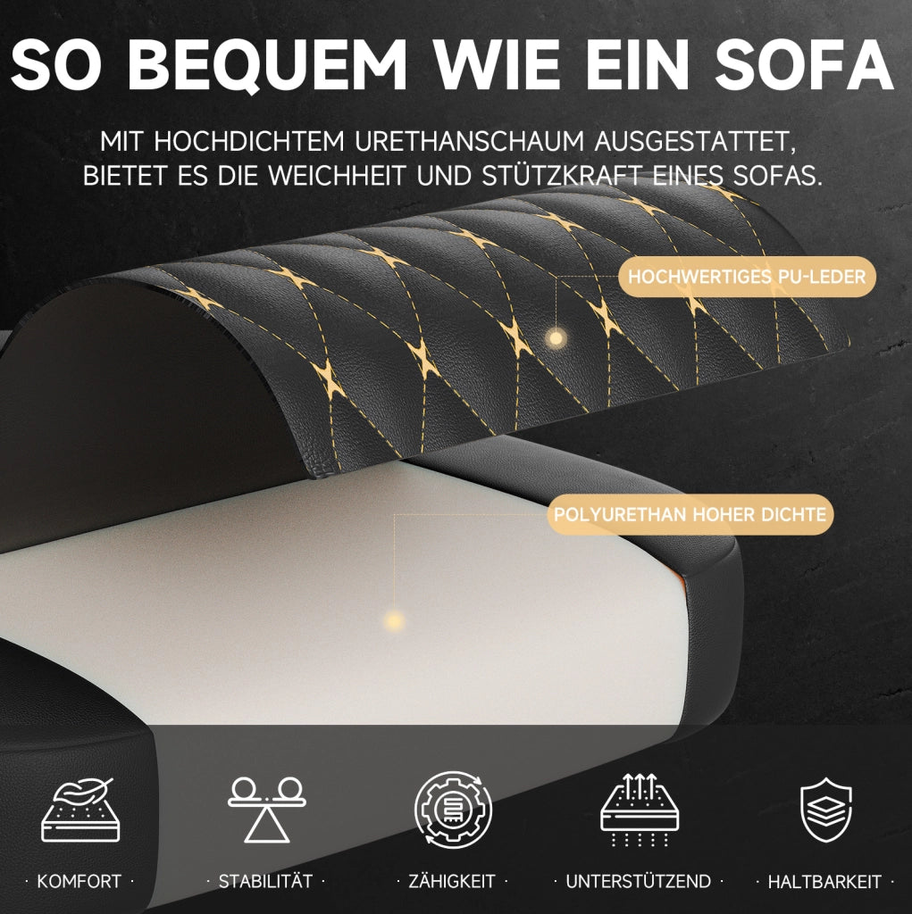 Sedia gaming ergonomica nera con poggiapiedi estraibile