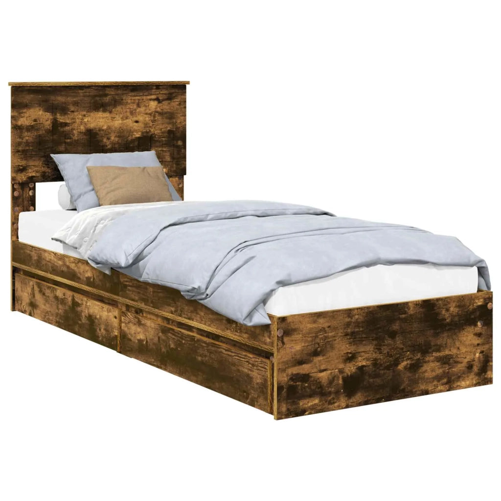 Letto con Contenitore Rovere fumé 75 x 190 cm Legno multistrato