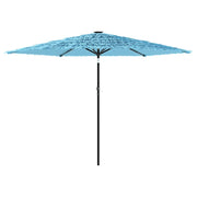 Ombrellone da giardino con palo in acciaio 288 x 288 x 225 cm protezione UV e pioggia design moderno in poliestere blu 02_0056401