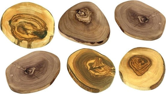6 sostegni in legno - decorazione - decorazione da tavola - decorazione per cabina - Rustico - legno di olivo - accessori da cucina - idea regalo - compleanno - madre - padre - Natale - donne