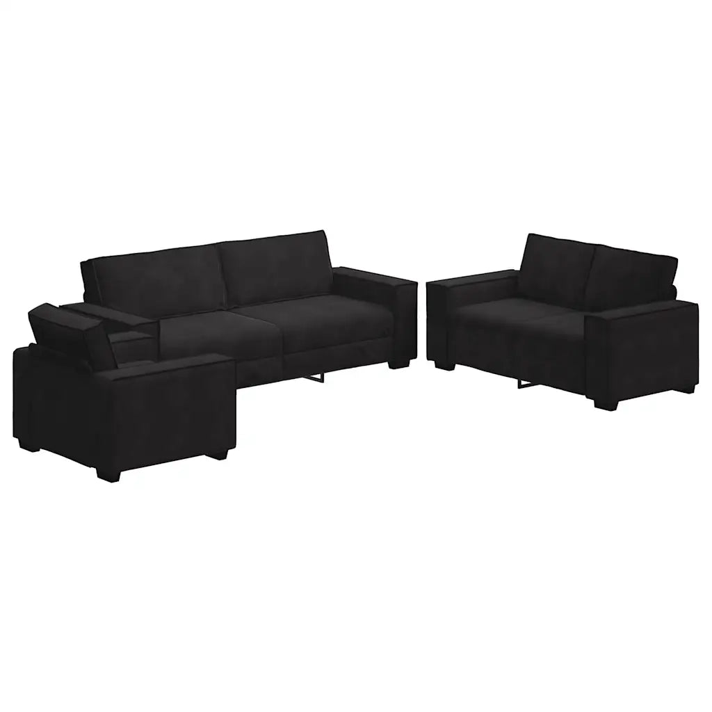 vidaXL Set di Divani 3 pz con Cuscini Nero in Velluto