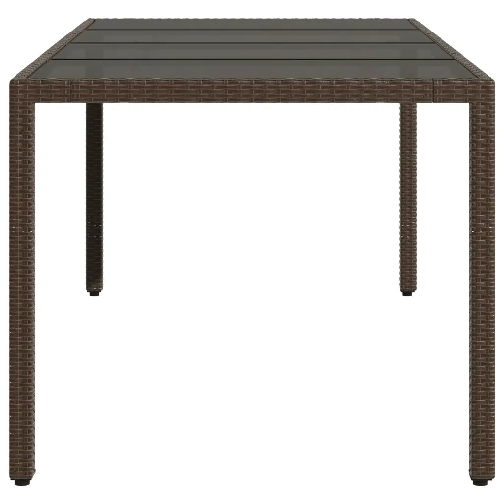 Tavolo Giardino Piano in Vetro Marrone 190x90x75 cm Polyrattan