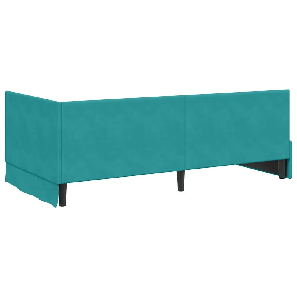 Cornice del letto ad angolo Turchese 90 cm x 200 cm Velluto