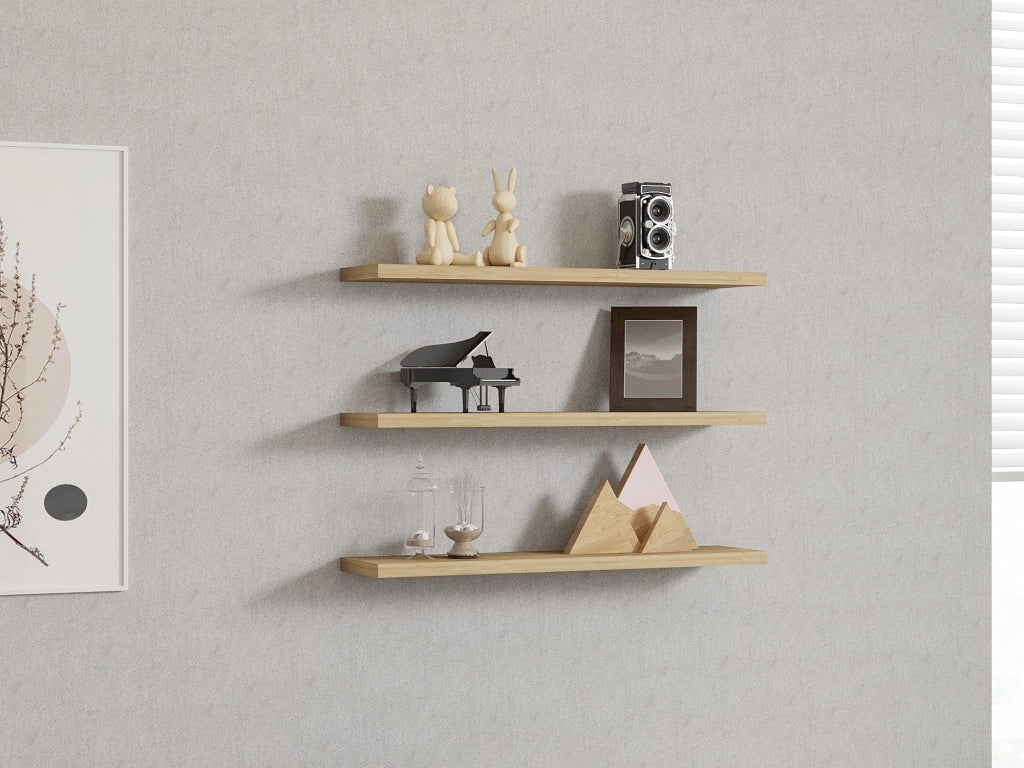 Meina, Mensola 3 Ripiani, 60x15x2h cm Marrone Rovere