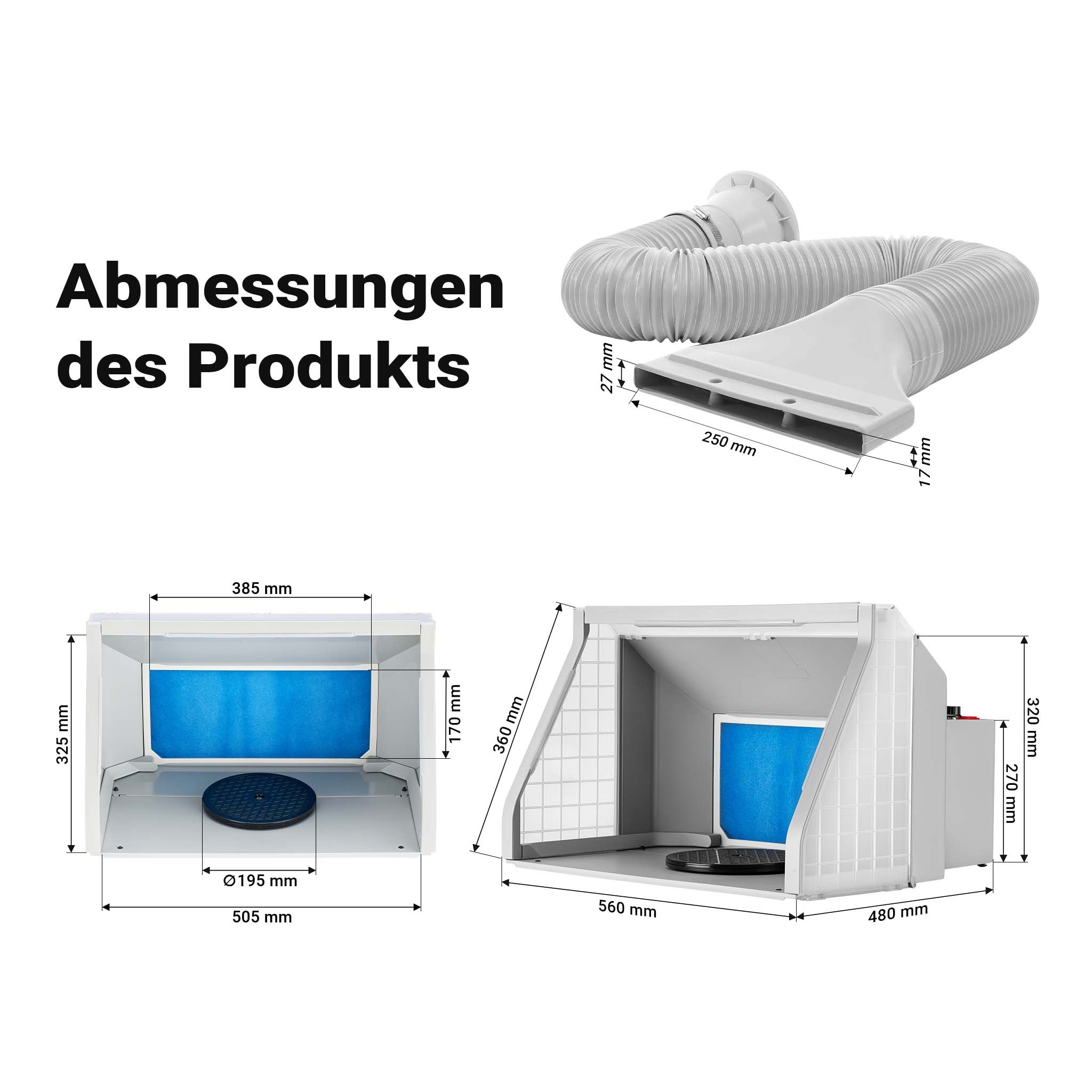 Cabina di aspirazione per verniciatura 9m³/min con LED, manopola e doppia ventola Regolabile