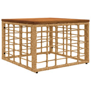 Tavolo da Giardino Naturale 55 x 55 x 37 cm Rattan PE e Vetro