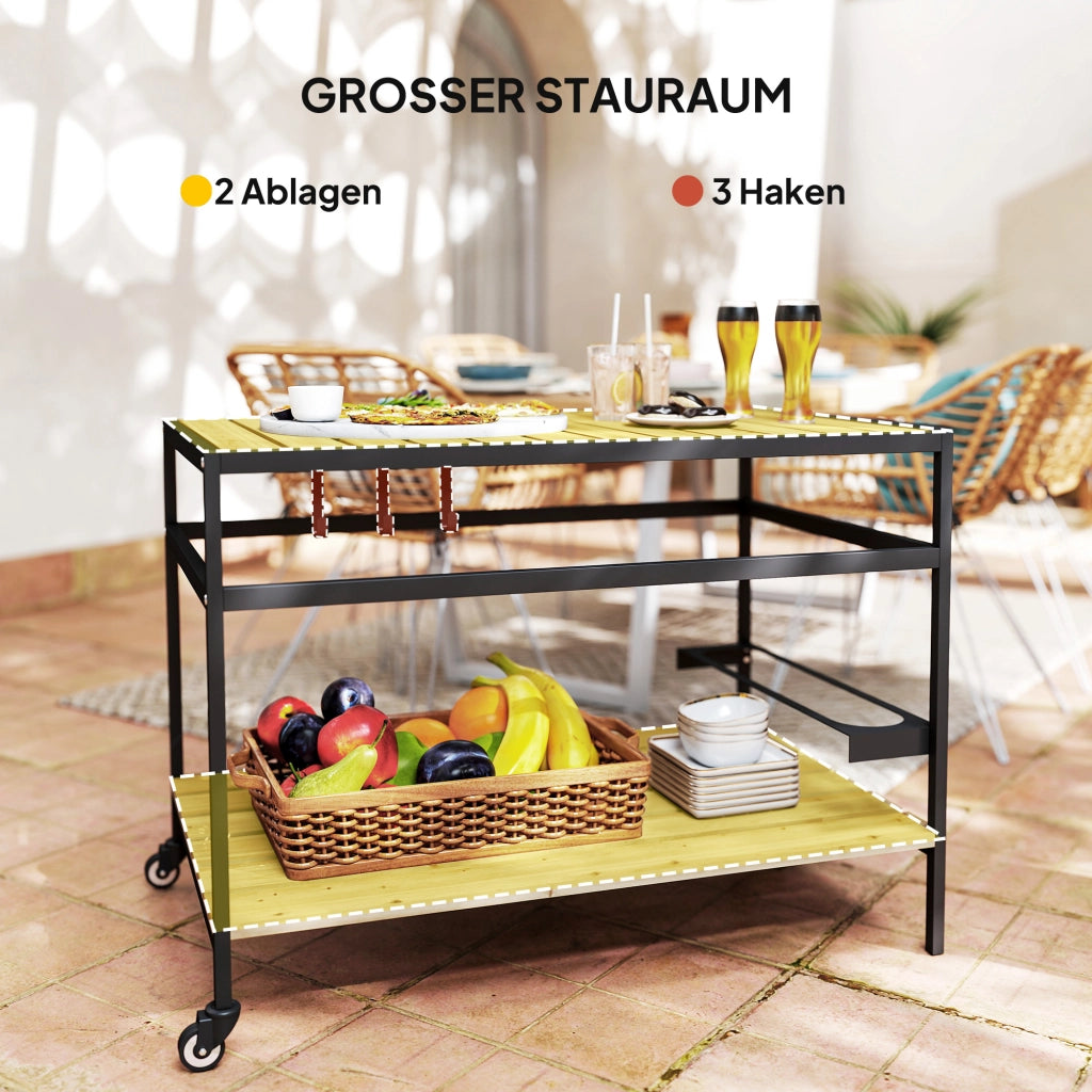 Carrello di servizio industriale ¨C zephmum ¨C nero naturale 107x65x80 cm