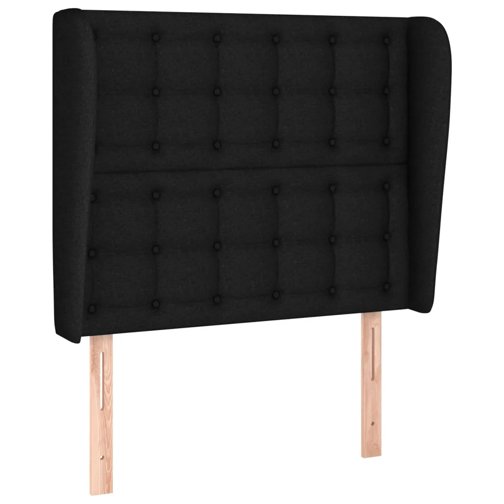 Testiera | Testata ad Orecchio Nera 93x23x118/128 cm in Tessuto