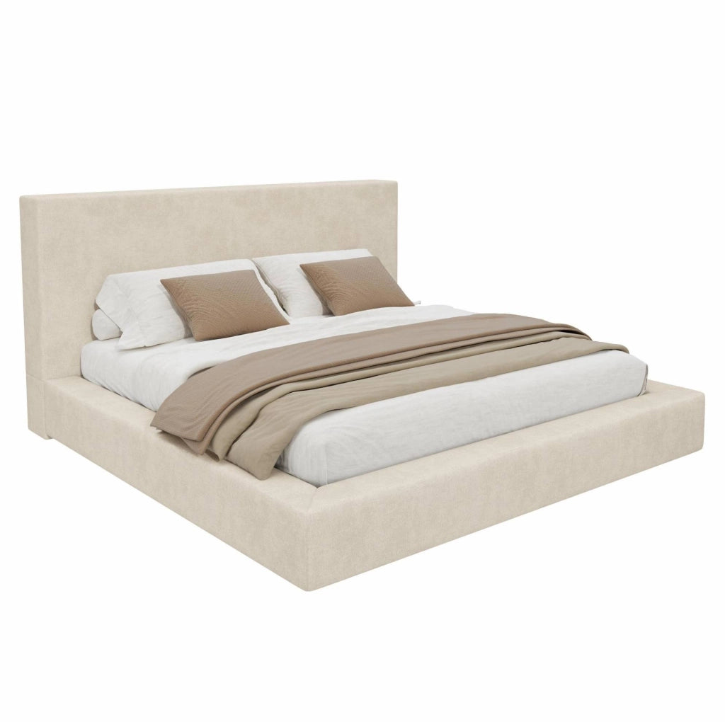LETTO Imbottito 160x200 cm Chenille Beige con Rete a Doghe
