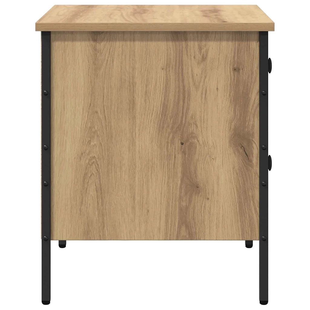 Comodino con cassetto-Tavolino da notte rovere artigianale 40 x 42 x 50 cm