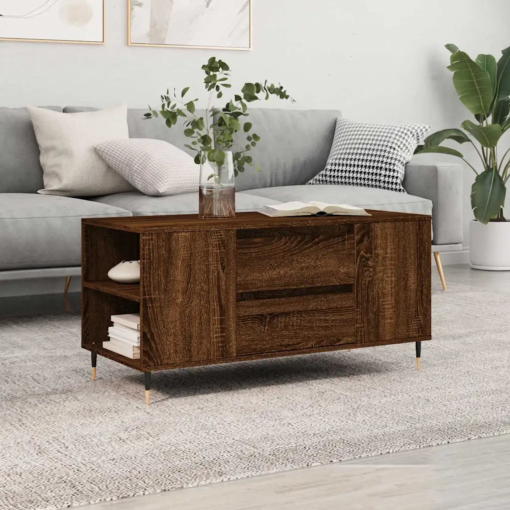 Tavolino salotto | Tavolino da caff¨¨ | Tavolino da Soggiorno Rovere Marrone 102x44,5x50cm Legno Multistrato