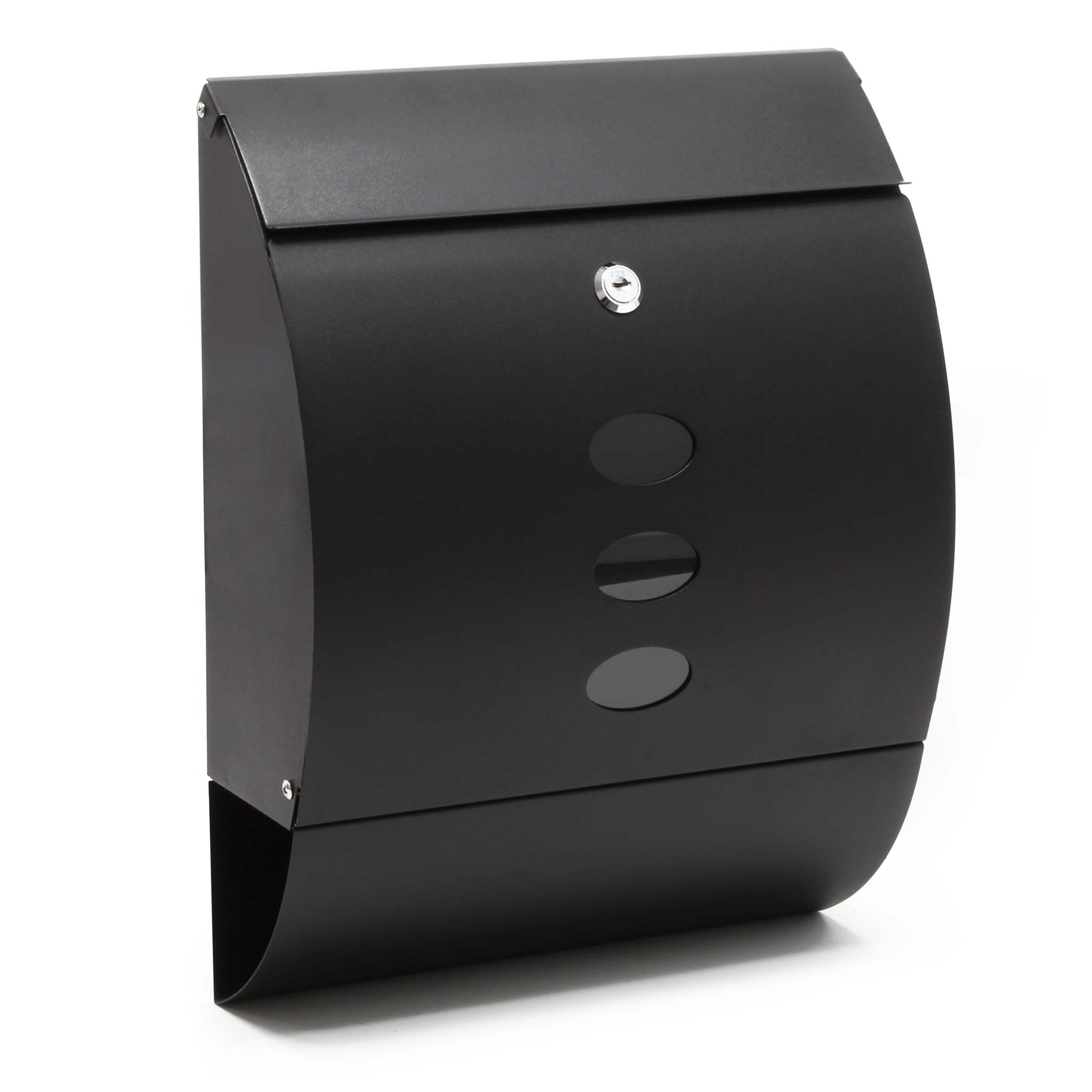 Cassetta postale V18 con vano portagiornale, verniciata a polvere nera