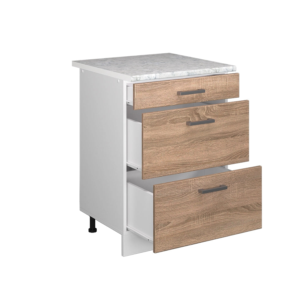Vicco Mobiletto base per cucina Sonoma 60 cm con cassetti PL Marmo