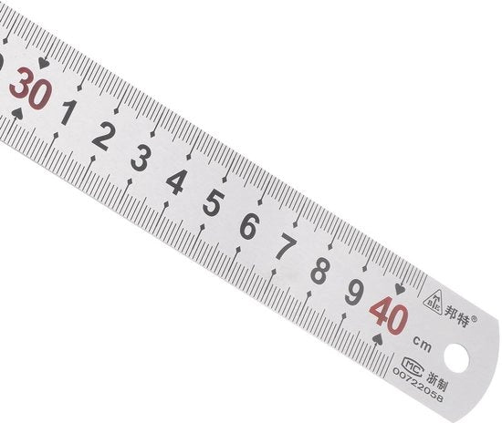Liniaal in Acciaio Inossidabile - 40cm - Duraturo e Solido - 16 pollici - Strumenti di Misura Doppio - Adatto per Progetti Architettonici - Metro.