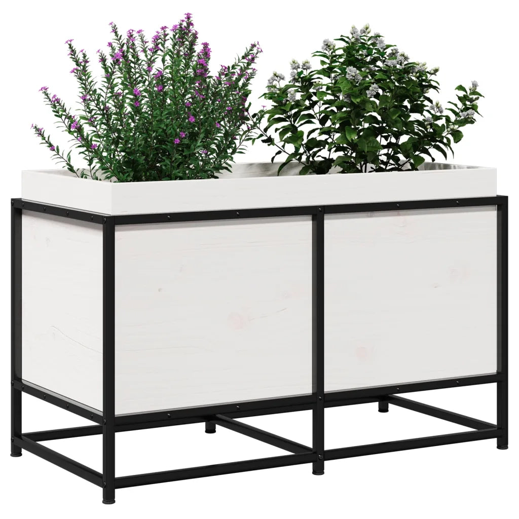 Fioriera da Giardino Bianca 80x40x50 cm Legno Massello di Pino 847029