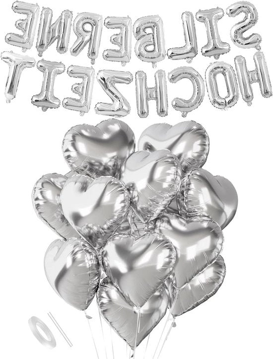 Decorazioni da festa in argento per una celebrazione di 25 anni con decorazione a cuore