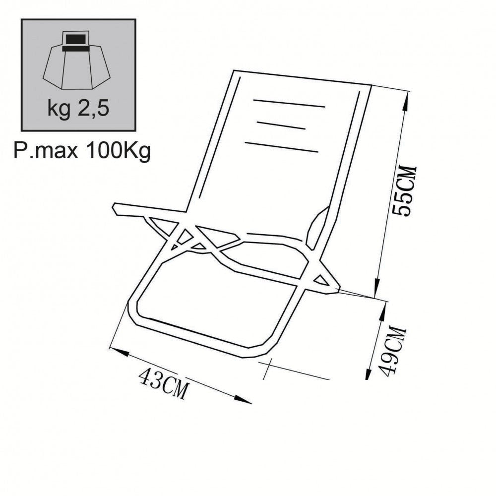 Spiaggina Steel Oxford 49x43x32/55h cm in Acciaio Vari Colori