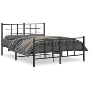 Letto matrimoniale | Letto per adulti | Giroletto con Testiera e Pediera Metallo Nero 140x190 cm