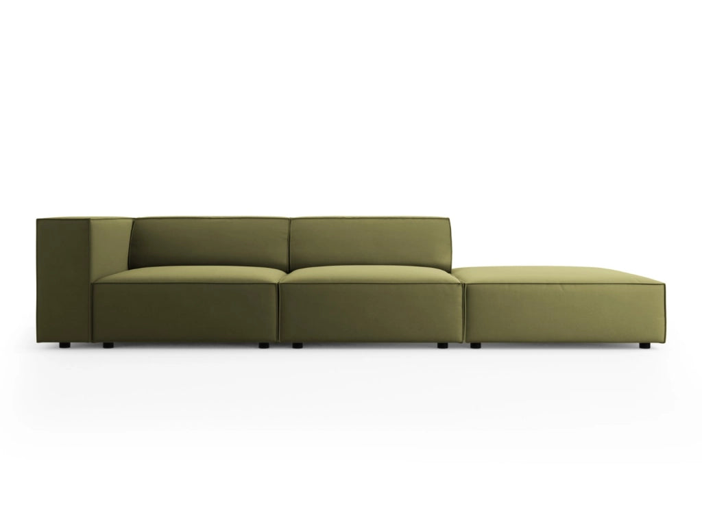 Cosmopolitan Design - Divano destro "Arendal" 4 posti in velluto verde chiaro 