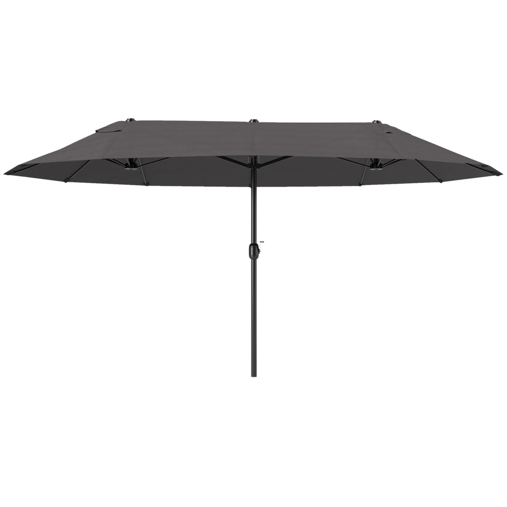 Ombrellone da Giardino ¨C Zephmum ¨C Grigio 4.6x2.7 m 12 Stecche Acciaio Poliestere