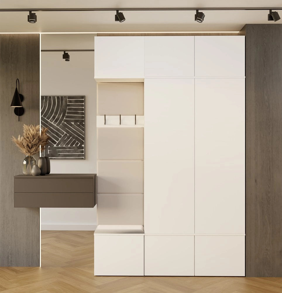 Guardaroba HAGA III 2sz1w bianco 2x armadio + appendiabiti per ingresso
