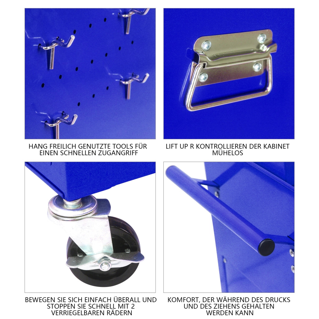 ARMADIO PORTA ATTREZZI 6 cassetti 58,3x37,5x71,8 cm Blu in acciaio