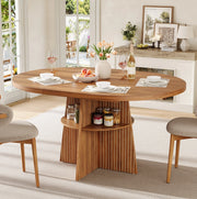 Tavolo da pranzo rotondo allungabile 110-150x110x77,5 cm in MDF noce –