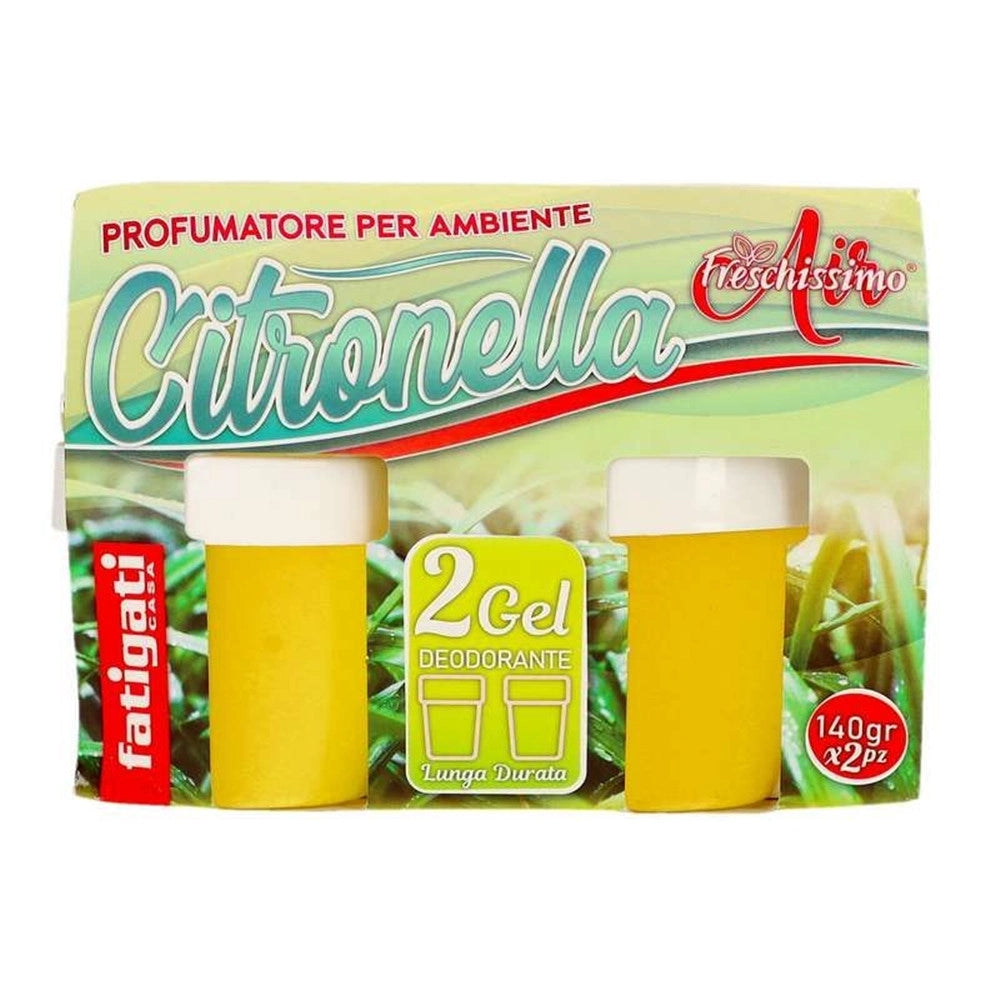 Trade Shop - Set 12pz Di Deodorante Per Ambienti In Gel Alla Citronella 2pz Da 140gr Anti Insetti 401765 -