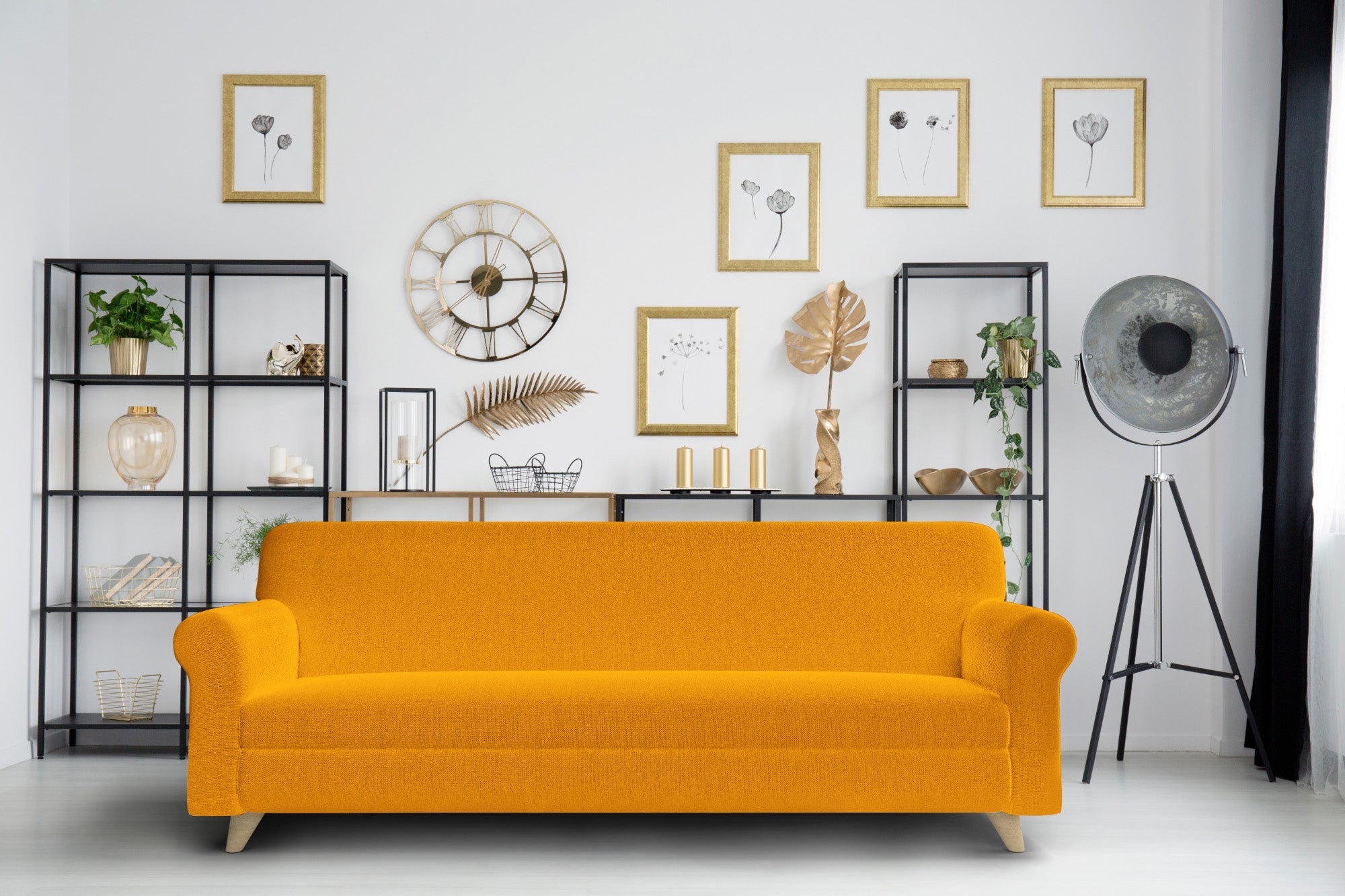 Copridivano Elasticizzato in Tessuto Arancio 1 Posto