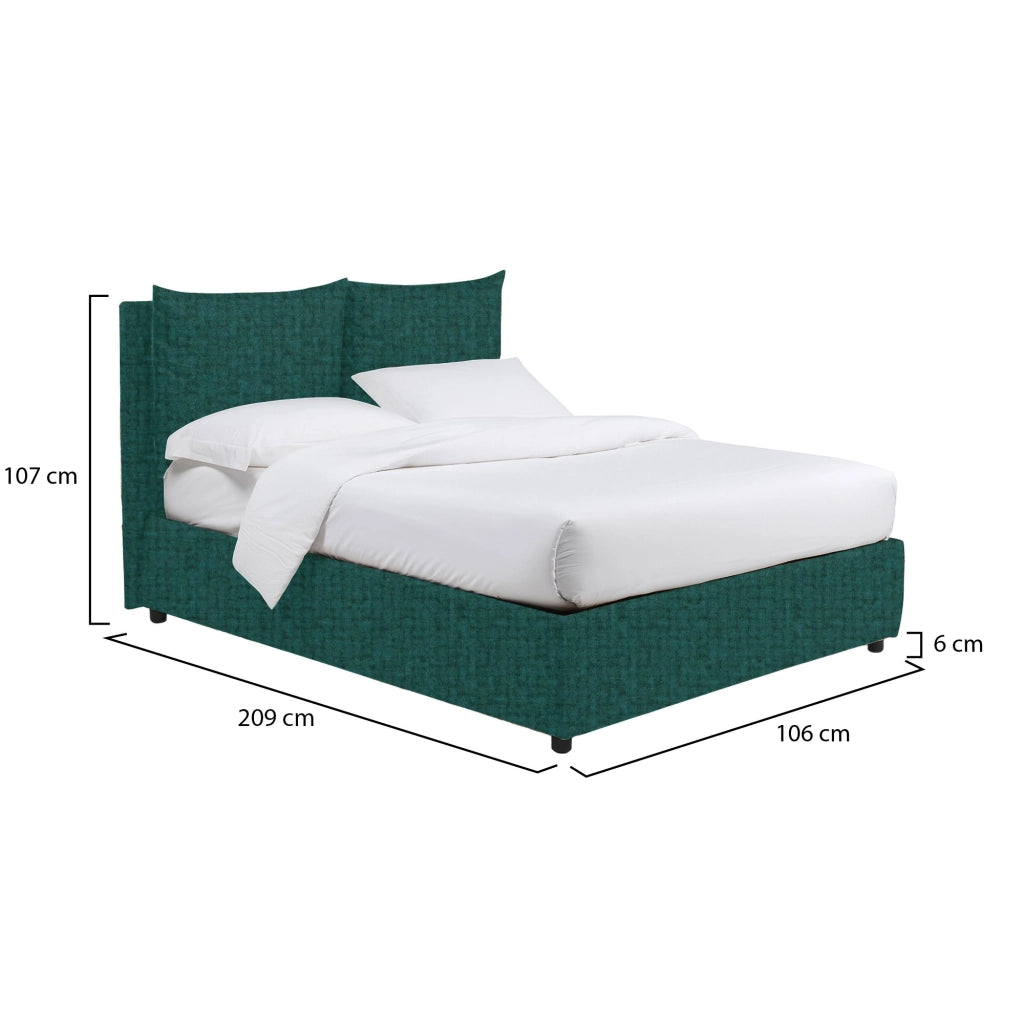 Todmorden, Letto Singolo Sfoderabile Made in Italy, Verde Petrolio