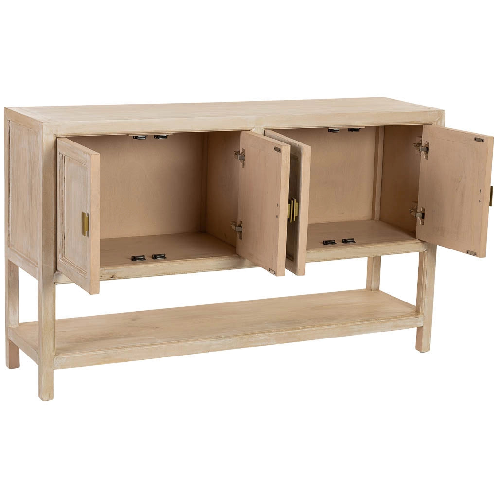 Credenza in legno beige con 4 ante 150x40x90h cm