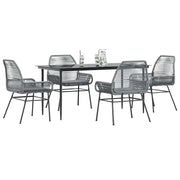 Set da Pranzo da Giardino 5 pz con Cuscini Polyrattan Vetro 3334481