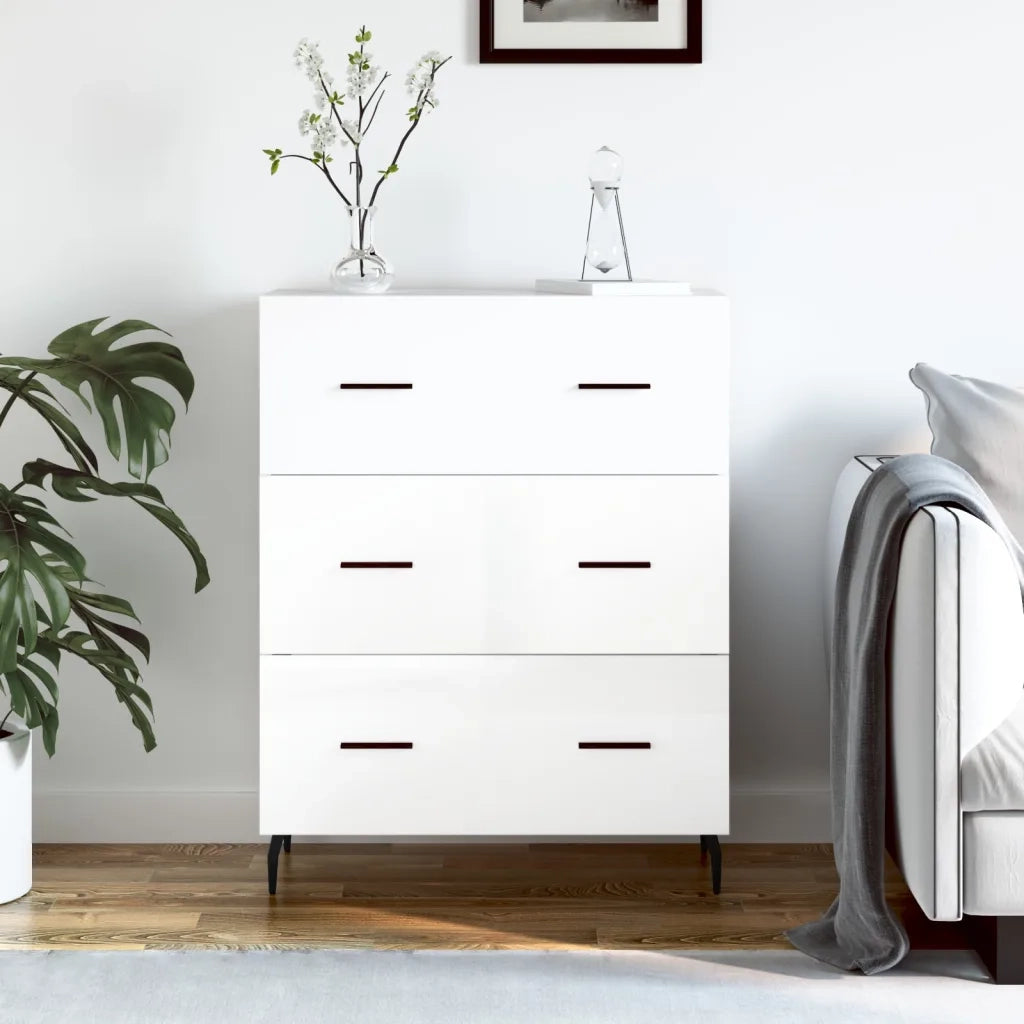 Credenza-Buffet-Armadio da cucina 69,5x34x90 cm in Legno Multistrato Bianco Lucido 121205