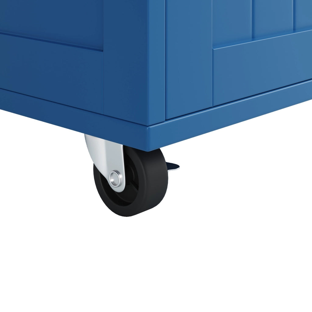 Isola cucina 102x45x92 cm con ruote bloccabili e spazio laterale; MDF e metallo; blu