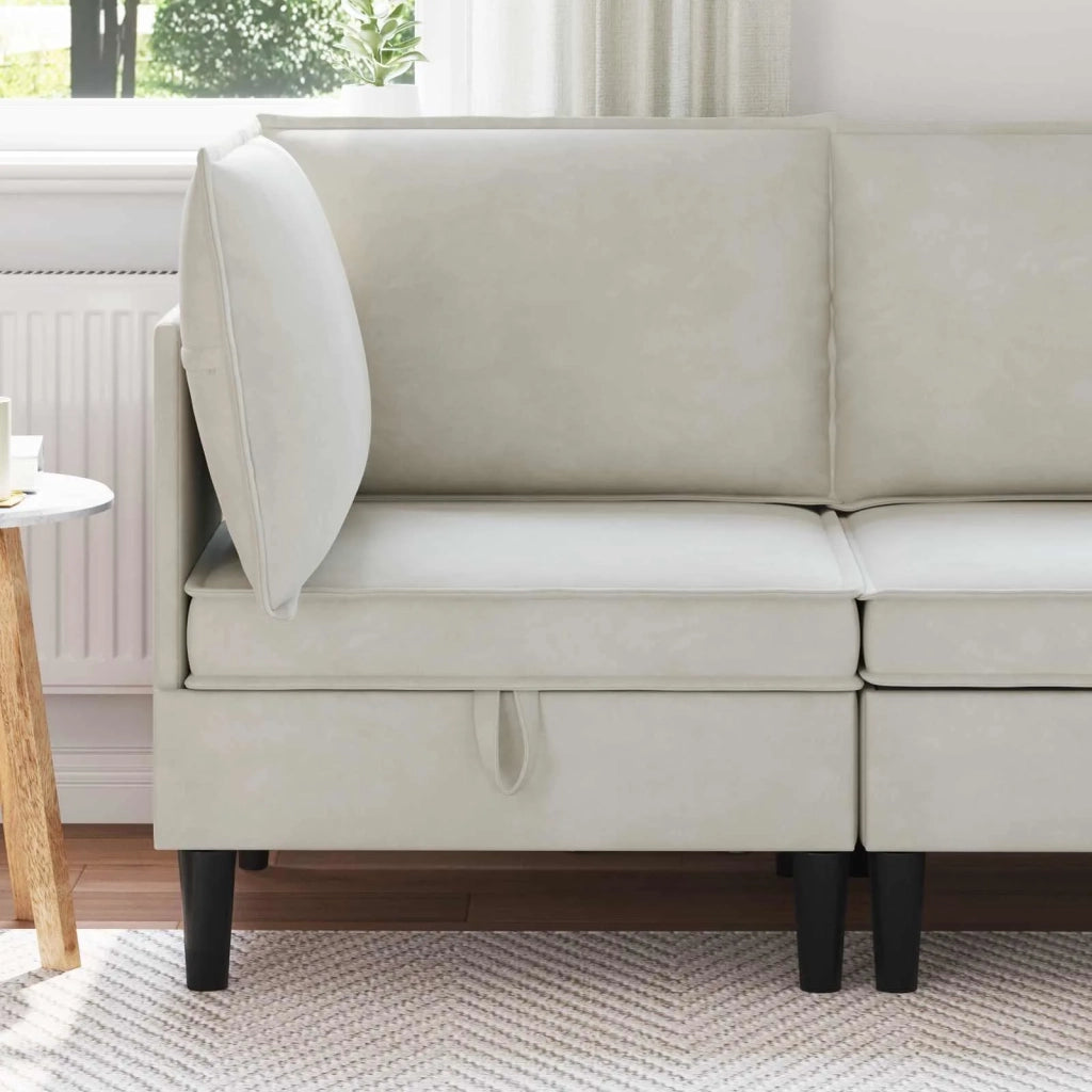 Divano | Divano da soggiorno | Sofa con Stoccaggio Crema Velluto