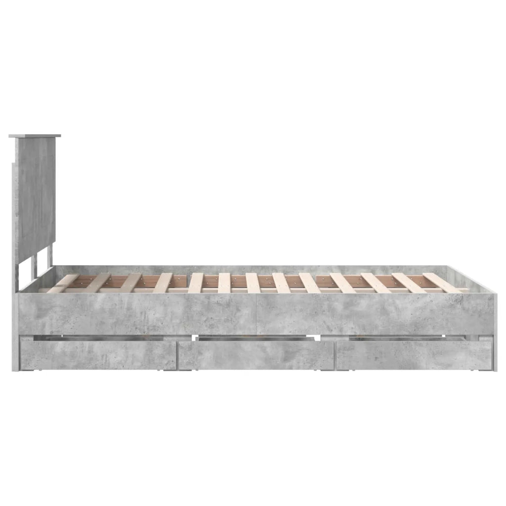 Struttura del letto con cassetto Grigio cemento 135 x 190 cm