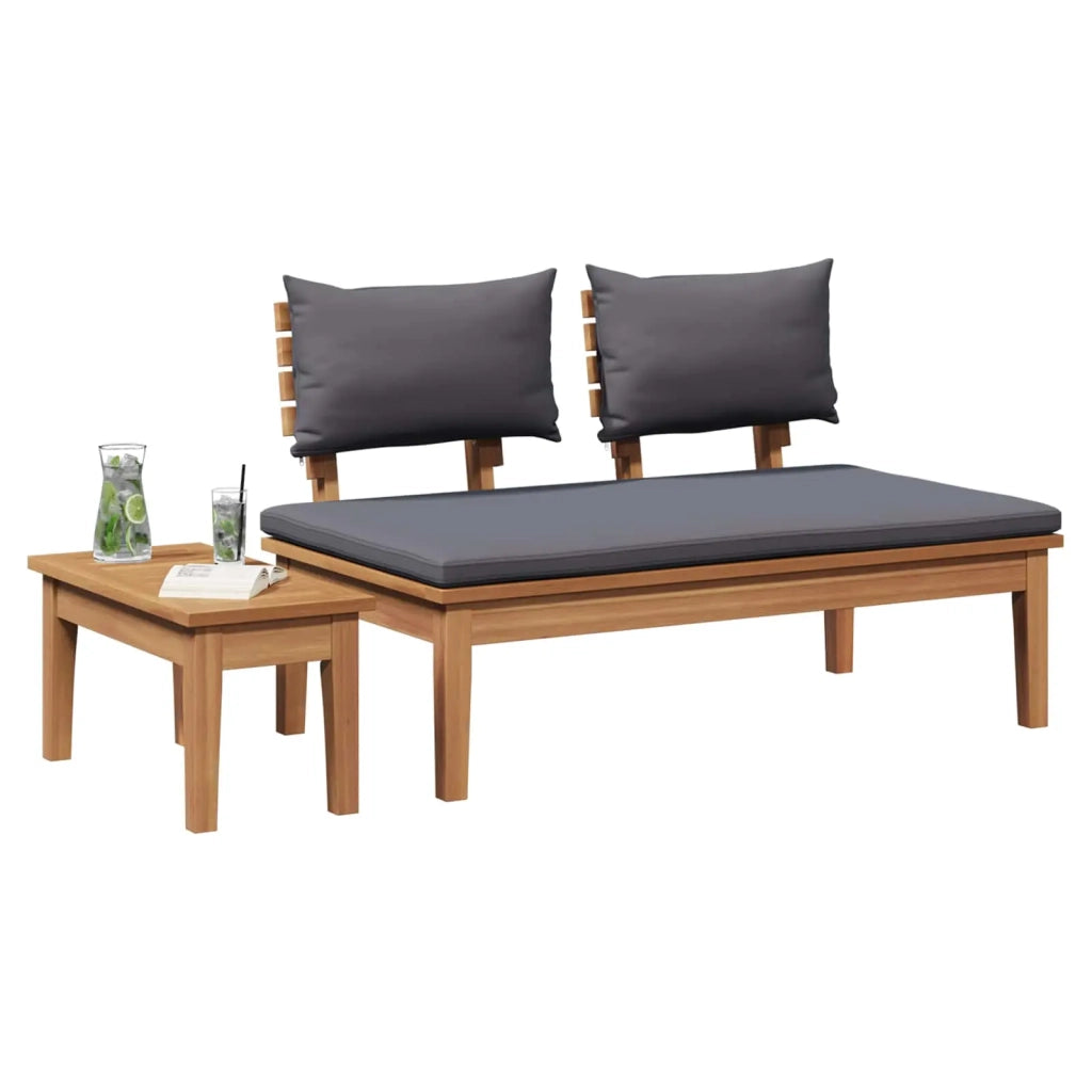 Set Panchina e Tavolo da Giardino 2 pcs Grigio e Marrone 42006398