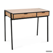 Scrivania industriale per computer Rovere Craft ZENTIA 100 cm 2 cassetti gambe nere