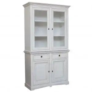 Credenza cristalliera in legno 2 ante Shabby chic bianco anticato mod goccia