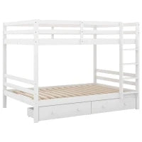 Letto a castello per bambini 6+ anni, 140x200 cm, con 2 cassetti, senza materasso, Bianco