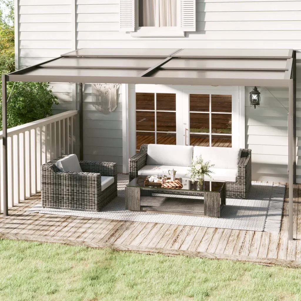 Gazebo con Tetto Antracite 4x3x2,5 m in Alluminio e Acciaio